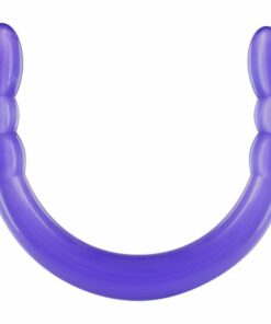Pene doble de color lila fabricado en gelatina transparente de primera calidad con un tacto suave y flexible. TS&F juguetes eróticos en Islas Canarias.