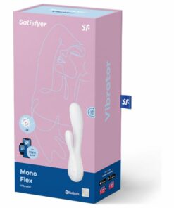 Satisfyer Mono Flex Blanco, vibrador tipo Rabbit con control remoto desde el móvil. ¡Toma el control de tu nuevo juguete y disfrútalo al máximo! TS&F Sex Shop.