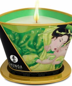 Vela de masaje Shunga Té Verde, aceite de masaje a la temperatura ideal y con un aroma sensual que despierta todos tus sentidos. TS&F Sex Shop.