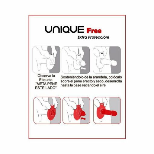Condones sin látex Uniq Free con base especialmente diseñada para ofrecer mayor protección. ¡Un preservativo diferente que te sorprenderá! TS&F Sex Shop.